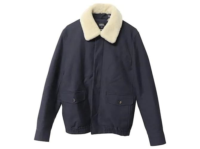 Autre Marque EN.PAG.Chaqueta tipo blusón con cuello de borrego C en lana azul marino 