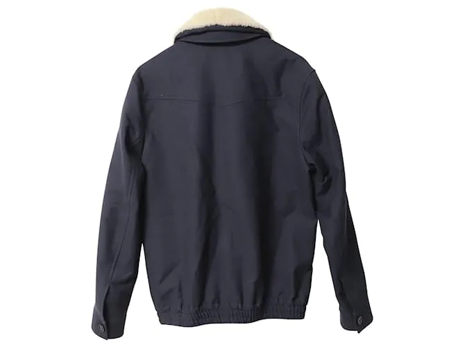 Autre Marque EN.PAG.Chaqueta tipo blusón con cuello de borrego C en lana azul marino 