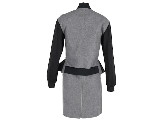 Autre Marque McQ Alexander McQueen Cazadora bomber con sobrefalda y falda en lana gris Castaño 