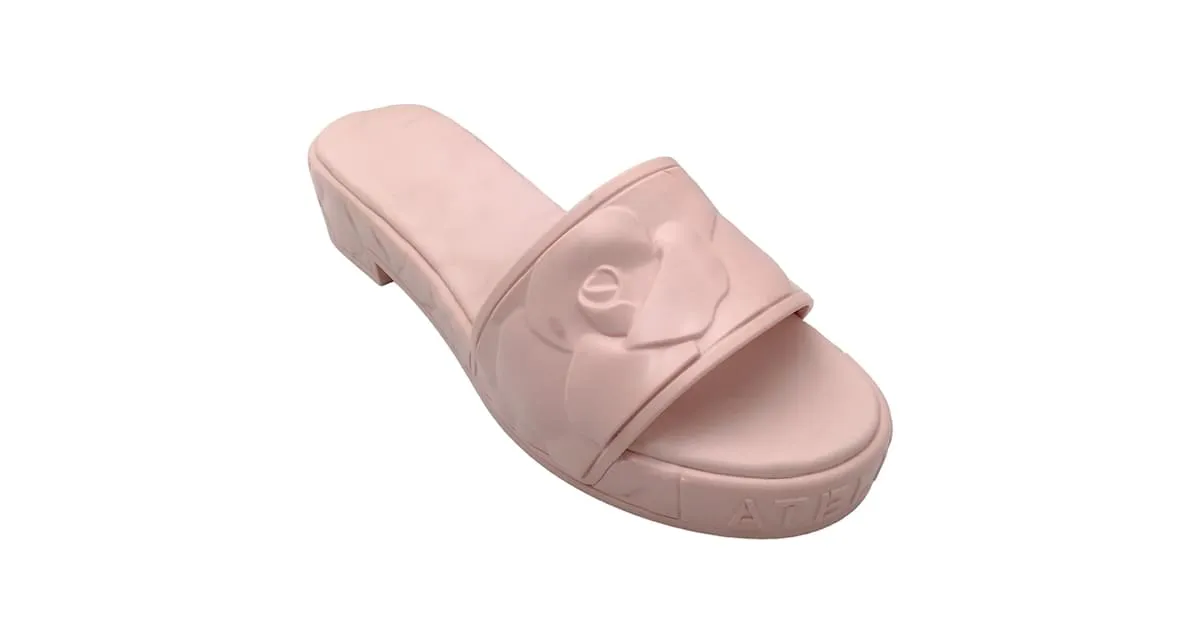 Autre Marque Sandalias con chanclas florales en rosa claro de Valentino 
