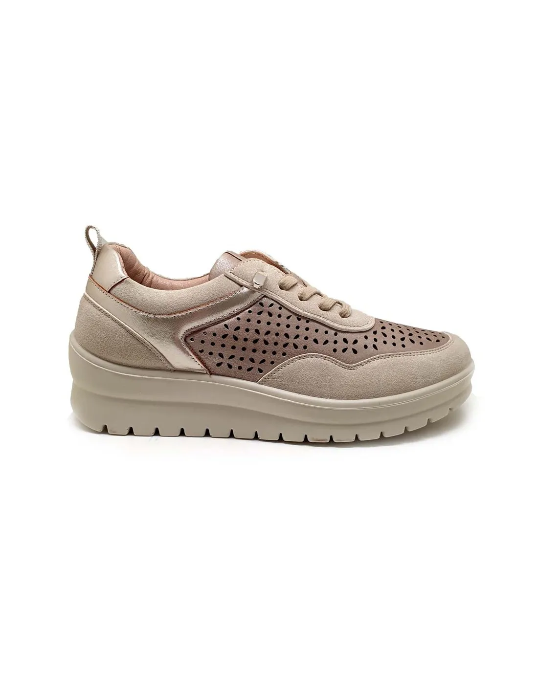 BALLERI SNEAKER DE MUJER CALADA PLATA/PLATINO 2450
