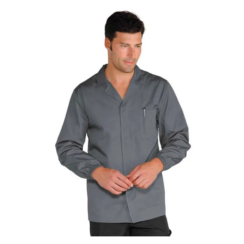 Bata corta de trabajo sport gris con corchete oculto - Isacco