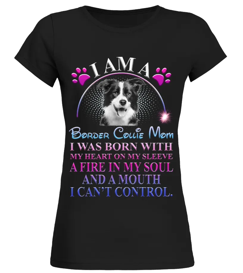 Border Collie Heart Mom Camiseta cuello redondo Mujer
