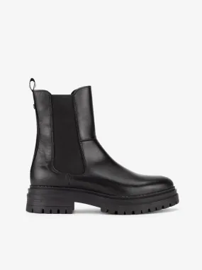 BOTA CHELSEA EM PELE COM SOLA CHUNKY DE RASTO