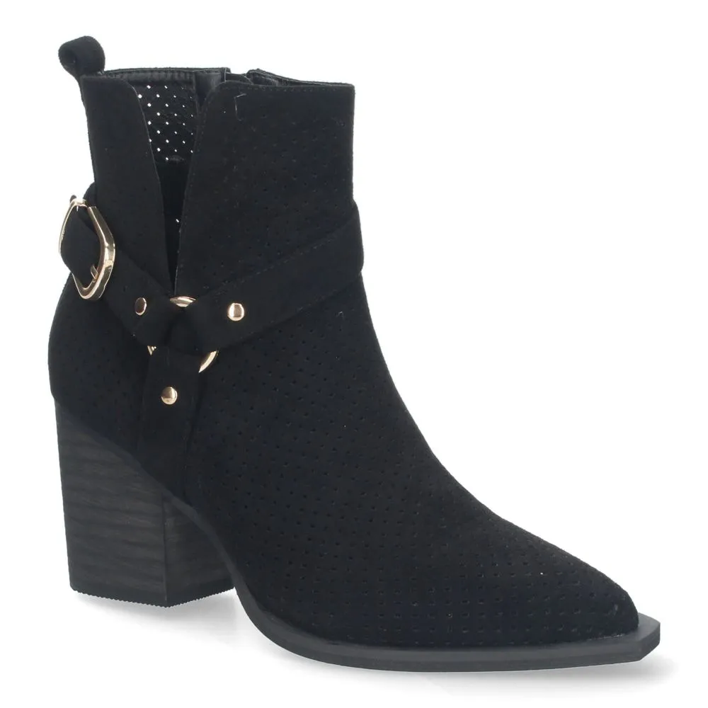 Botines de Mujer con Tacón Campero Elegantes Diseño Perforado Cierre de cremallera Cómodos.