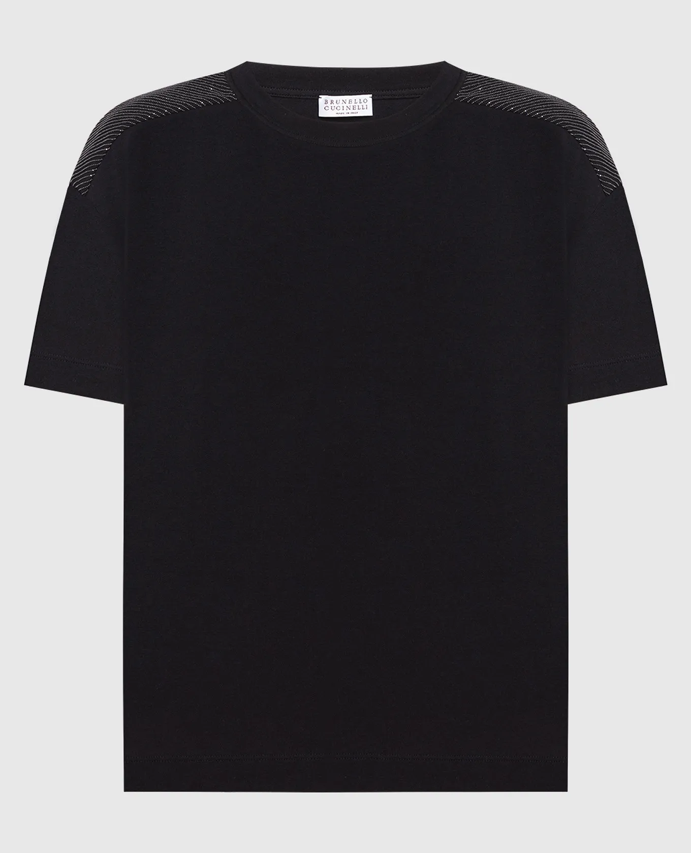 Brunello Cucinelli Black t-shirt with monil chain