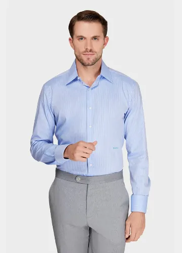 CAMISA AZUL DE ESPIGAS FINAS NON IRON