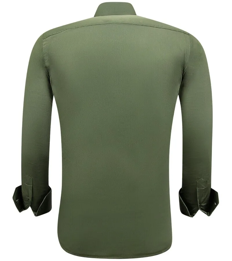 Camisas de satén Slim Fit para hombre - Verde