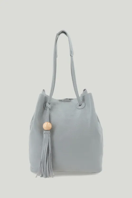 Cartera bucket cuero - Gris