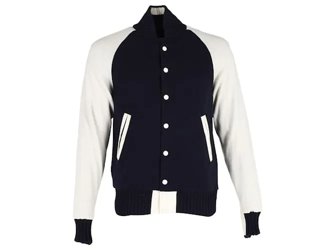 Cazadora bomber Sacai Varsity de lana azul marino 
