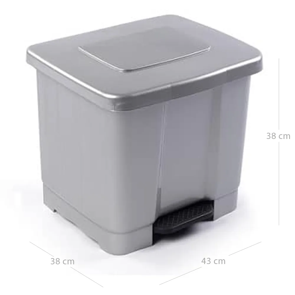 Cubo Basura Reciclaje Plastico Apertura Pedal 35 Litros Gris