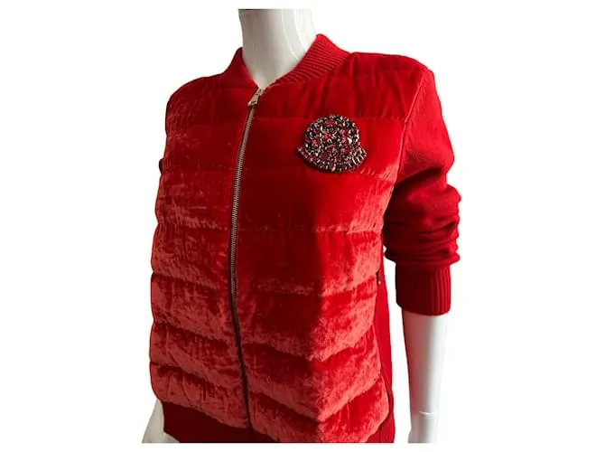 Moncler Cazadora bomber de punto roja 
