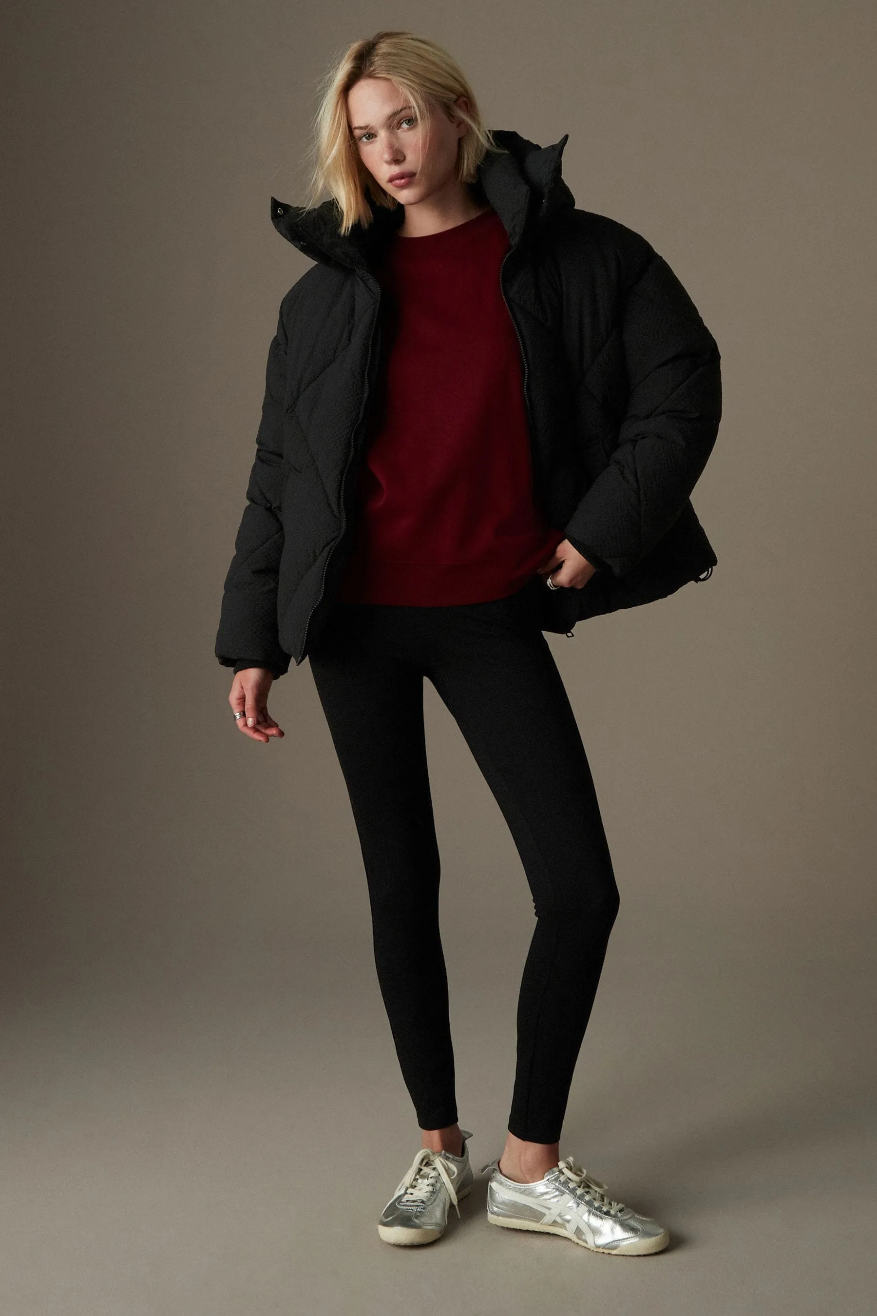 Negro - Shower Resistant Textured Padded Jacket