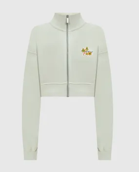 Off-White Green cropped sports jacket with Flower Arrow logo print