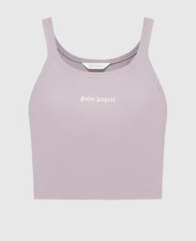 Palm Angels Purple top with logo embroidery