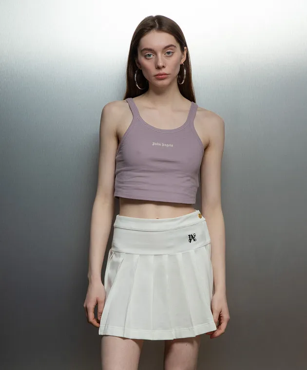 Palm Angels Purple top with logo embroidery