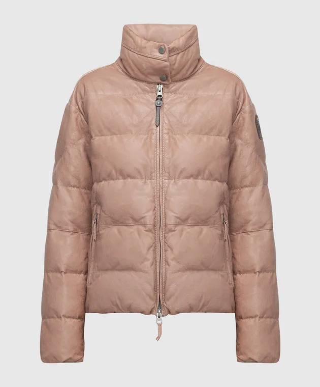 Parajumpers Pia Leather Logo Brown Leather Jacket
