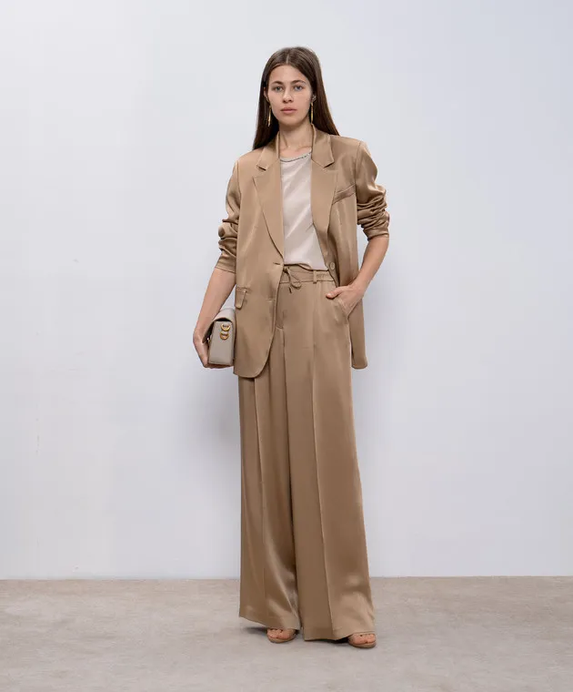 Peserico Beige jacket with monil chain