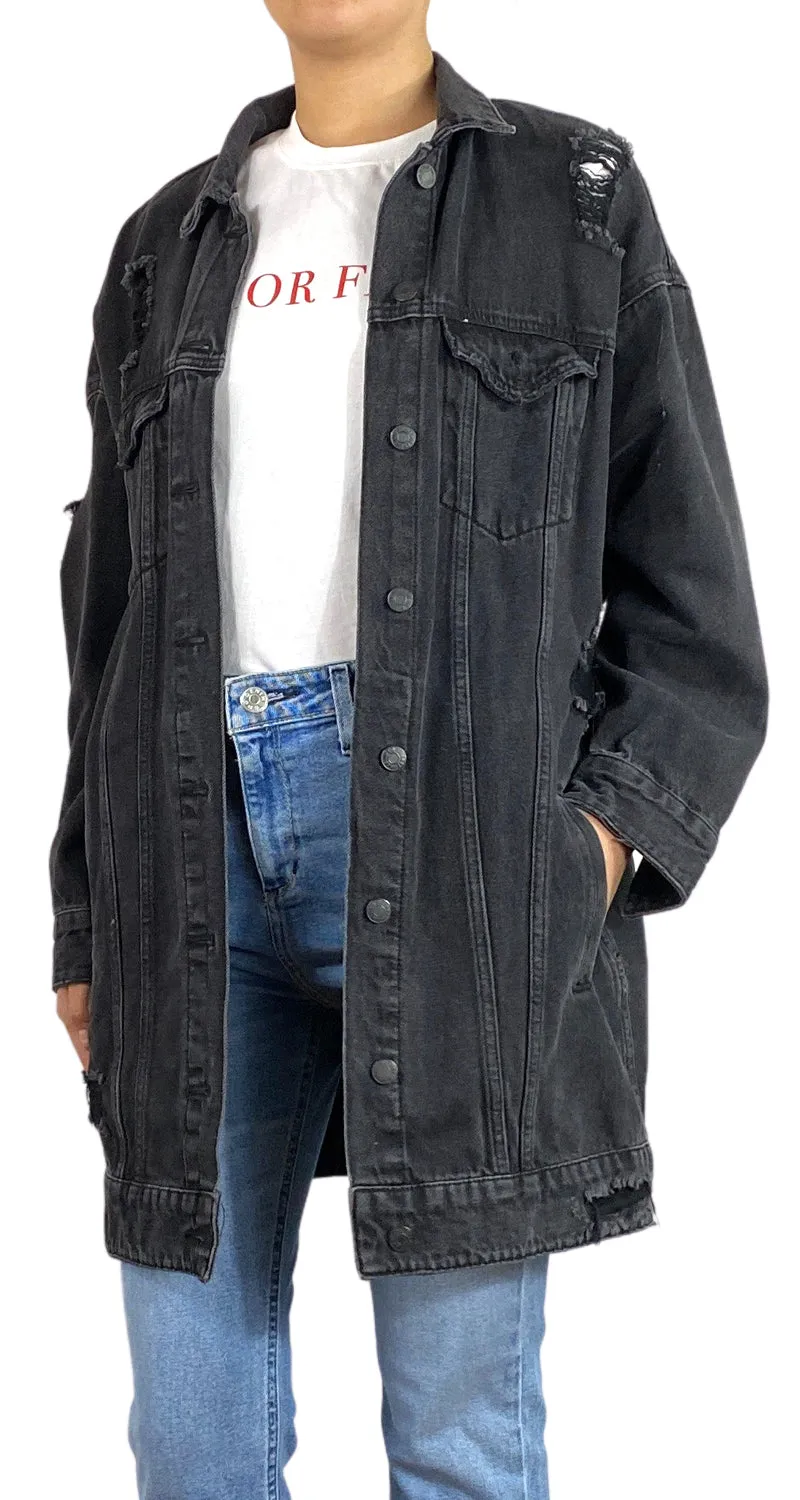 PULL & BEAR Chaqueta Denim Negra