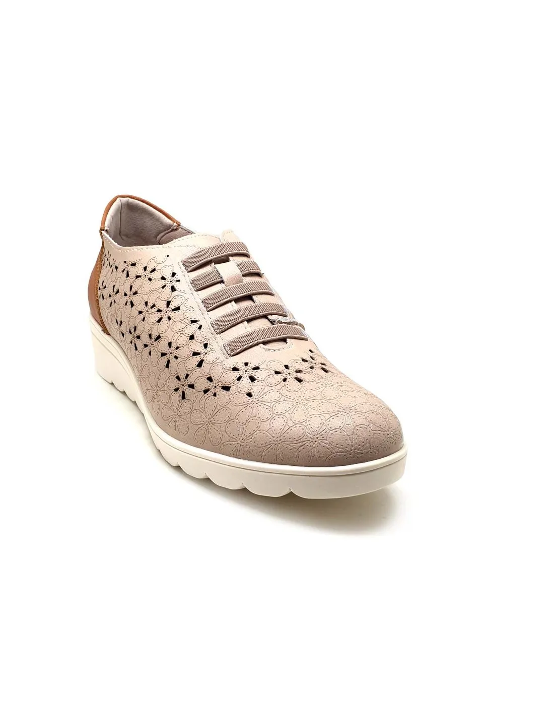 RELAX4YOU SNEAKER MUJER PIEL CALADA CORDÓN ELÁSTICO Y CUÑA 9000