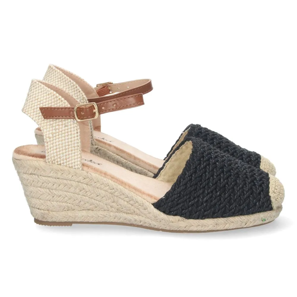 Sandalias tipo alpargatas para mujer, alpargatas negras, alpargatas con cuña para mujeres, temporada