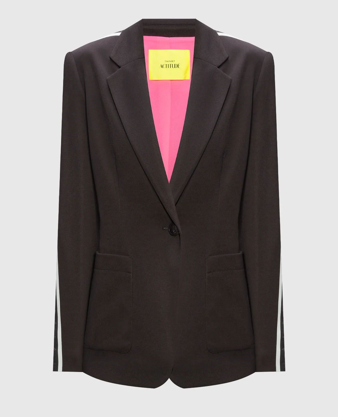 Twinset Actitude Brown jacket with branded ribbon