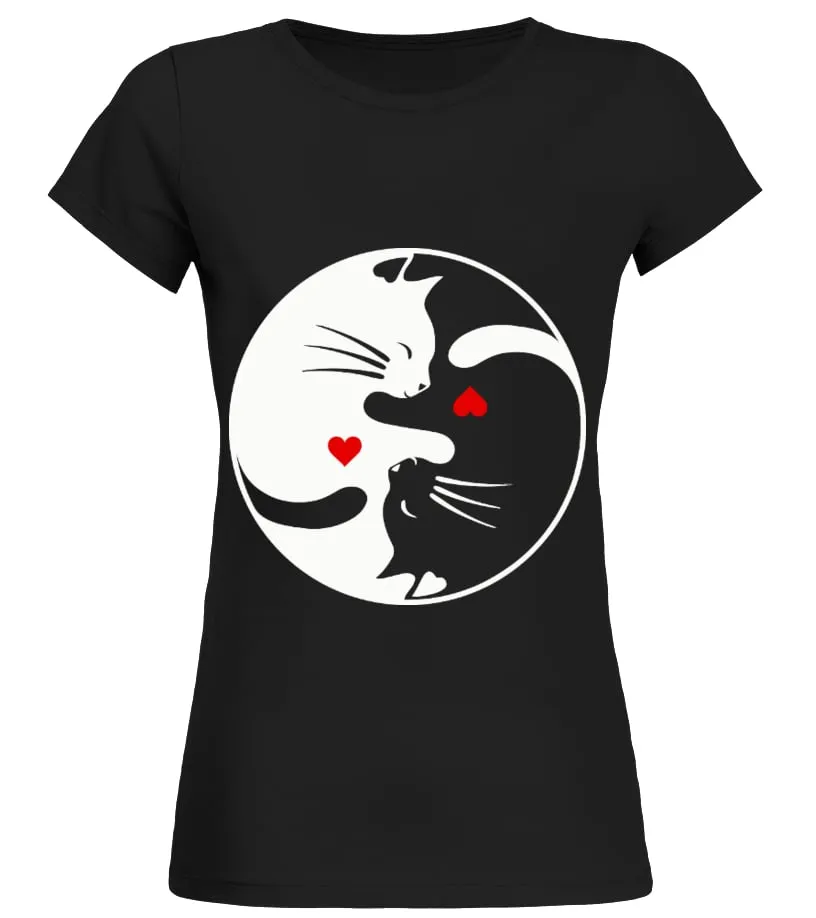YIN YANG CATS Camiseta cuello redondo Mujer