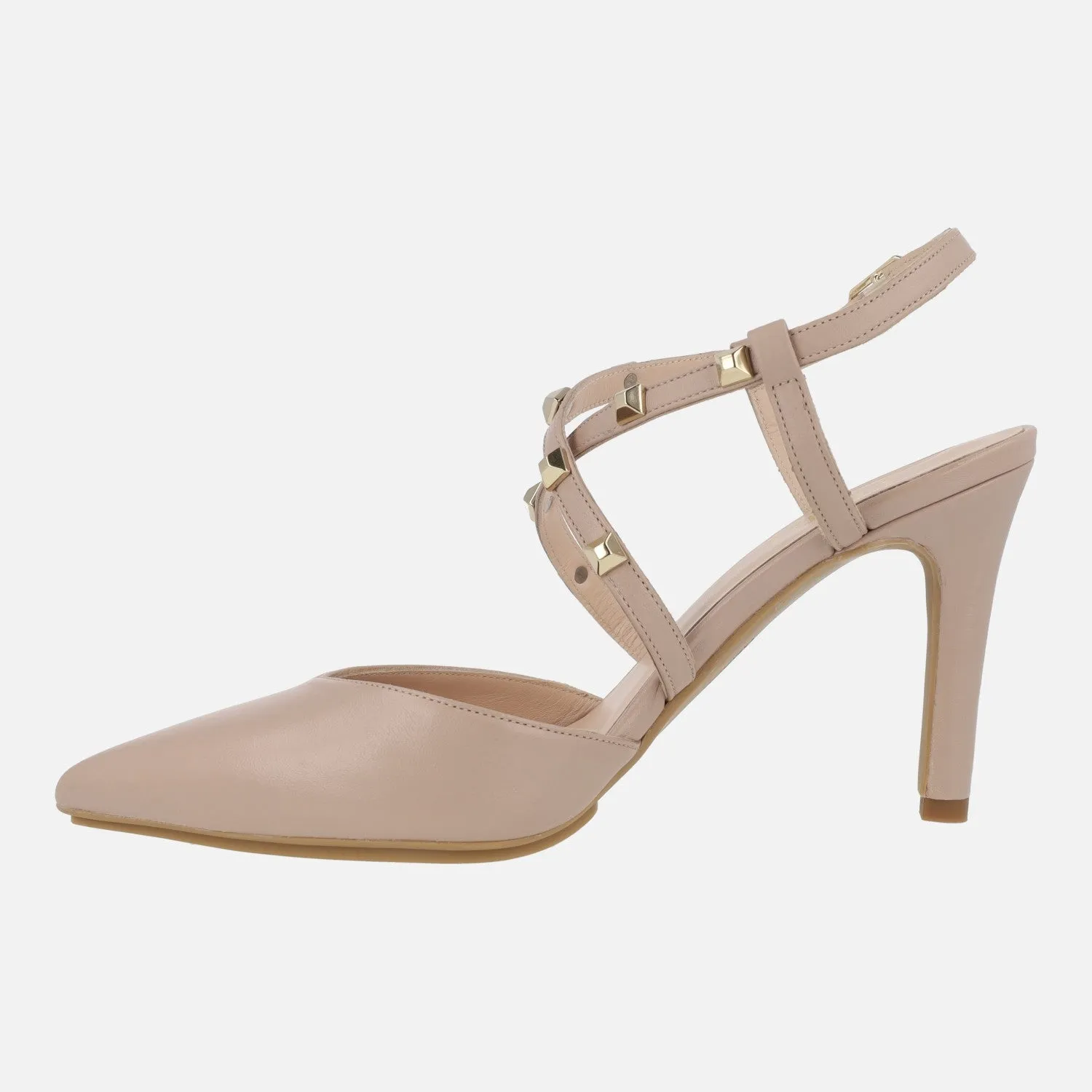 Zapatos de salón destalonados Rasiun con tiras cruzadas y tachas metálicas