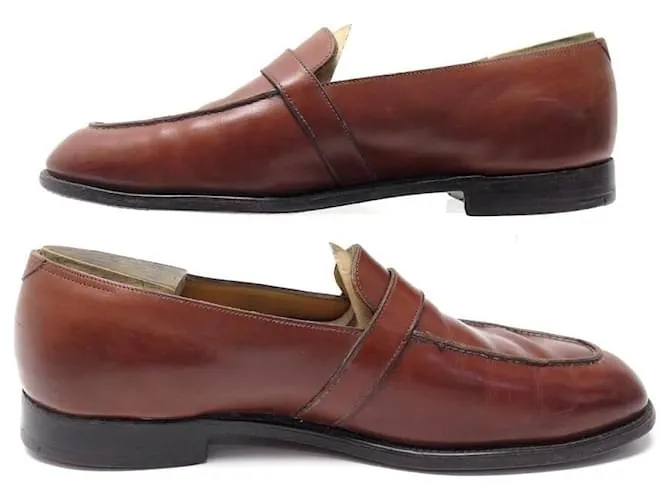 ZAPATOS JOHN LOBB SHAW 8mi 42 MOCASIN PIEL HEBILLA + CORREAS Castaño 